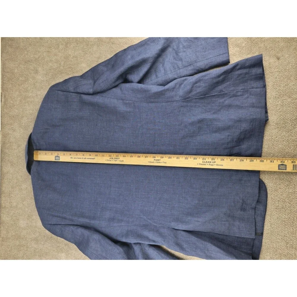 Haspel Sport Coat Men Sz 38 Short  100% Linen Navy Blue Semi Lined Jacket Summer